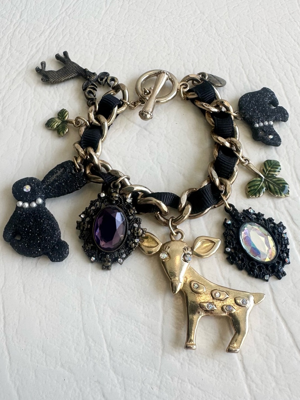 Betsy Johnson “dark forest” Woodland critters charm bracelet